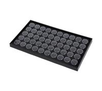50 Gem Display Case Diamond Gemstone Storage Box, Small Round Plastic Containers Box Jewelry Organizer Container with Foam, Black Foam Gem Jars Showcase with 50 Gemstones Storage Jar
