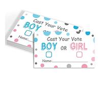50 Gender Reveal Party Voting Cards, Gender Reveal Party game, Baby Shower Game Cards, Girl or Boy Cast Your Vote Cards, Pink and Blue, Little Man or Miss, 3.5 x 2 Inches.