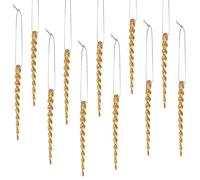50 Gold Plastic Icicle Ornaments - Twisted Christmas Tree Hanging Decorations for Winter Holiday & Xmas Party (5.12 Inch)