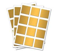 50 Gold Squares - Removable Self Adhesive Waterproof Durable Vinyl Stickers - Digitally Cut to The Sticker Shape - Size 13mm