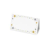 50 Gold Star Name Place Cards - 8cm by 4cm Place Name Cards for Table Setting, Christmas, Parties, & Wedding Decoration (Pack of 50)