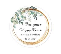 50 Golden Delicate Happy Tears Stickers Personalised Wedding Favour Stickers - for Your Happy Tears Anniversary Party Favours Sweet Bag Gift Seals -Rd 095 (01)