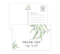 50 Greenery Thank You Postcards, Thank You Cards for Wedding, Bridal Shower,Baby Shower, Birthday, Business, Blank Postcards, 4x6 Inches.