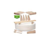 50 Guests Disposable Tableware Set Bundle Biodegradeable 50 Plate 50 Fork 50 Knife 50 Spoon 50 Napkin 50 Skewer 20 Coffee Stick Wooden Microwaveable Strong Home Party Picnic Commercial Use