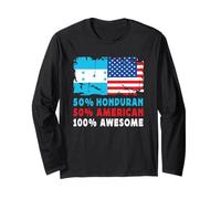50% Half Honduran Half American 100% Awesome Honduras Flag Long Sleeve T-Shirt