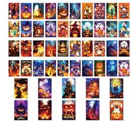 50 Halloween Note Cards - Creepy Assorted 4x6 Inch Postcards | Pumpkin, Skeleton, Ghost, Castle Design | Scary Greeting Card for Invitations, Party Favors, Holiday Post, Seasonal Fun