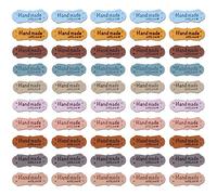 50 Hand-Sewn Labels - Handmade Leather Clothing Fabric Labels, DIY Sewing Decoration Accessories (4.3*1.5cm, 10 Colors)