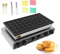 50 Hole Pancake Maker, Nonstick Eggs Crepe Pan, Mini Dutch Pancake Pan Electric Maker Waffle Machine 50-300℃ Temp 5 min Time Control for baking crepes muffins Dutch pancakes waffles 1700W