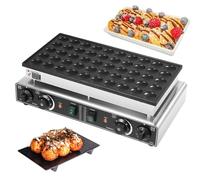50 Holes Mini Pancake Maker, 1700W Nonstick Eggs Crepe Pan, 50-300℃ Adjustable Temperature and 0-5min Time Control, for Eggs Crepes Muffins Waffles, Commercial Home Use