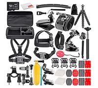 50-In-1 Action Camera Accessory Kit Bundle With - 64GB MICRO SD CARD + MicroFiber Cleaning Cloth - Compatible with GoPro Hero 8, 7, 6, Max, Session, Insta360, DJI Action, AKASO Apeman, And More