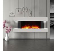 50 Inch 2000W White Electric Fireplace With Wooden Mantel