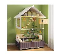 50-Inch Roof Top Bird Cage Large Acrylic Flight Birdcage Aviary with Swing, Perches for Parakeets, Finches, Canaries, Lovebirds, Cockatiels, Budgies