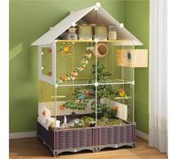 50-Inch Roof Top Large Flight Bird Cage with Storage, Acrylic Parrot Birdcage Aviary for Parakeets, Finches, Canaries, Lovebirds, Cockatiels, Budgies Pet Bird Cage w/Swing, Perches