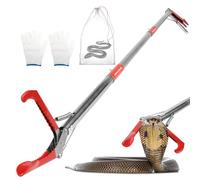 50 inch Snake Tongs Collapsible Grabber, Professional Reptile Snake Catcher Wide Jaw Handling Tool, Stainless Steel Snake Hook Long Reach Grabber for Camping, Garden and Emergency Use