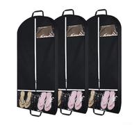 50 Inch Travel Garment Bag with Two Transparent Pockets to Protect and Organize Suits, Dresses, and Accessories During Business Trips (Is black)