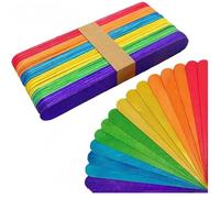 50 Jumbo Coloured Wooden Lollipop Lolly Sticks Kids Art Craft Models