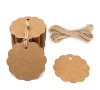 50 Kraft Labels, Gift Labels, 4 cm, with Jute String for Wedding Gifts, Birthday Crafts