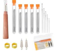 50 Large Eye Sharp Sewing Needles Set, Hand Sewing Needles in 5 Sizes for Sewing, Mending and Crafts, Packed by Size in Needle Tubes, Clear Storage Box