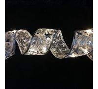 50 LED 5M Double Layer Fairy Lights Strings Christmas Ribbon Bows with LED, Fairy Lights Bows Navidad Lace Decoration(Warm Light-Silver)