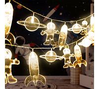 50 LED Children's Room LED String Light Astronaut Spaceship Rocket Pendants Holiday Party Lights Wall Window Nursery or Kids Room Decor Wedding Around The Garden Party Patio Christmas (Warm White)
