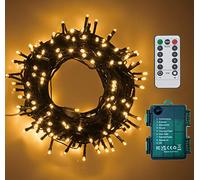 50 LED Dark Green Cable Battery Operated Fairy Lights, Waterproof Indoor/Outdoor String Fairy Lights with Remote Control for Xmas Tree, Garden, Party