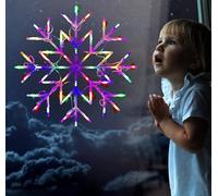 50 LED Multi Coloured Snowflake Light Battery Operated Steady Flashing Modes Christmas Window Home Festive Decoration Silhouette Indoor Use 35cm