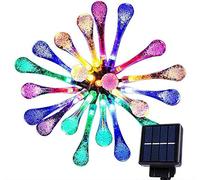 50 LED Teardrop Solar Lights - Multicolour Outdoor String Lights, Waterproof up to 22.6Ft (6.9M) with Solar Power