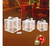 50 LEDs Christmas Gift Boxes Set of 3 Light Up Present Boxes Christmas 8 Modes Christmas Illuminated Parcels Lights for Xmas Fairy Lights Decor