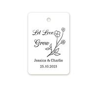 50 'Let Love Grow' Gift Tags,Personalised Wedding Favour Tags Succulent Plant Labels Baby Shower/Christening Party Favour Flower Seeds Tags,40mmx60mm Gift Wrapping - Tag 049 (002)