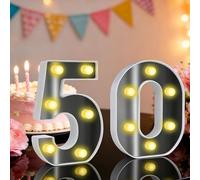50 Light up Numbers, 6.3in Led Light up 50, 50th Birthday Decorations, Lighted Number Sign for Birthday Party Wedding Anniversary Home Decor (50)