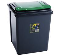 50 Litre Green Plastic Waste Recycle Bin with Flap Lid For Kitchen Home Office