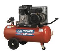 50 Litre Mobile Belt Drive Air Compressor - 3hp Motor - Quick Release Coupling