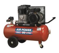 50 Litre Mobile Belt Drive Air Compressor - 3Hp Motor - Quick Release Coupling