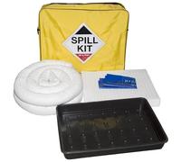 50 Litre Oil and Fuel Spill Kit in Yellow Shoulder Bag with Drip Tray | Portable Spill Response Kit with Absorbent Socks and Pads for Oil and Fuel Leaks