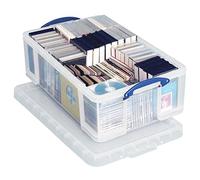 50 Litre Really Useful Plastic Storage Box with Lid, Pack of 3; Clear