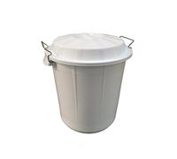 50 Litre White Industrial Food Grade Catering Waste Round Plastic Bin with Clip on Lid - Industrial Heavyweight Strength, High Temperature Range - Diameter 455mm x Height 505mm (2)