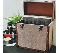 50 LP Record Storage Carry Case - Grey Fabric