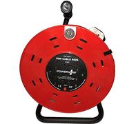 50 m 4 Gang 13 Amp Heavy Duty Cable Reel with Thermal Cut-Out, Metal Stand and Handle