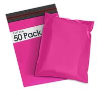 50 Mailing Bag Hot Pink Mailing Poly Postal Self Seal Bags, iSOUL Small 9 x 12 Inch Postage Packaging Assorted Mailers Posting Shipping Post Parcels Package Bags