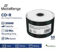 50 MediaRange Pocketsize 8cm Printable Mini blank CD-R CD discs 200MB 24x MR257