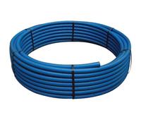 50 Metre Roll of 25mm Blue Water Mains MDPE Pipe - WRAS Approved - 12 Bar Rated - Potable Water Supply Pipe - PE80 Compression Fitting Compatible - 5025BU - HAWK HEATING SUPPLIES LTD