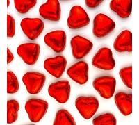 50 Milk Chocolate Hearts - Red Foil Wrapped Valentines Chocolate Hearts Love Heart Chocolates | Wedding Favour Chocolates