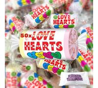 50 Mini Love Heart Sweets Valentines Sweets Wedding Heart Sweet Rolls Anniversary Love Message Sweets Boxed Treatz