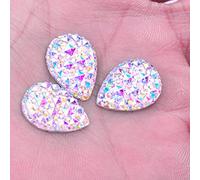 50 Mixed Colour AB Buttons Flat Back Rhinestone Teardrop Large AB Bead Diamante Gem Crystal Teardrop Pear Druzy Big Iridescent (18mm Medium)