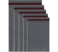 50 Mixed Grey Parcel Bags - 5 Sizes, 10 Each, Self Seal, Small to Large, Assorted Mailers