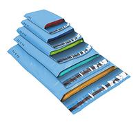 50 Mixed Size Blue Mailing Bags, Self Seal Strong Waterproof Poly Plastic Envelopes for Parcels, Packaging, Small, Medium, Large Mail, Shipping Courier Delivery Bags 5 Sizes, Blue