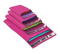 50 Mixed Size Pink Mailing Bags, Hot Pink 4SizesSelf Seal Strong Waterproof Poly Plastic Envelopes for Parcels, Packaging, Small, Medium, Large Mail, Shipping Courier Delivery Bags