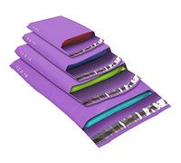 50 Mixed Size Purple Mailing Bags, Purple, 4 Sizes Self Seal Strong Waterproof Poly Plastic Envelopes for Parcels, Packaging, Small, Medium, Large Mail, Shipping Courier Delivery Bags