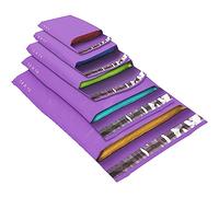 50 Mixed Size Purple Mailing Bags, Purple 5 Sizes Self Seal Strong Waterproof Poly Plastic Envelopes for Parcels, Packaging, Small, Medium, Large Mail, Shipping Courier Delivery Bags