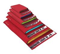 50 Mixed Size Red Mailing Bags, Red, 5 Sizes Self Seal Strong Waterproof Poly Plastic Envelopes for Parcels, Packaging, Small, Medium, Large Mail, Shipping Courier Delivery Bags